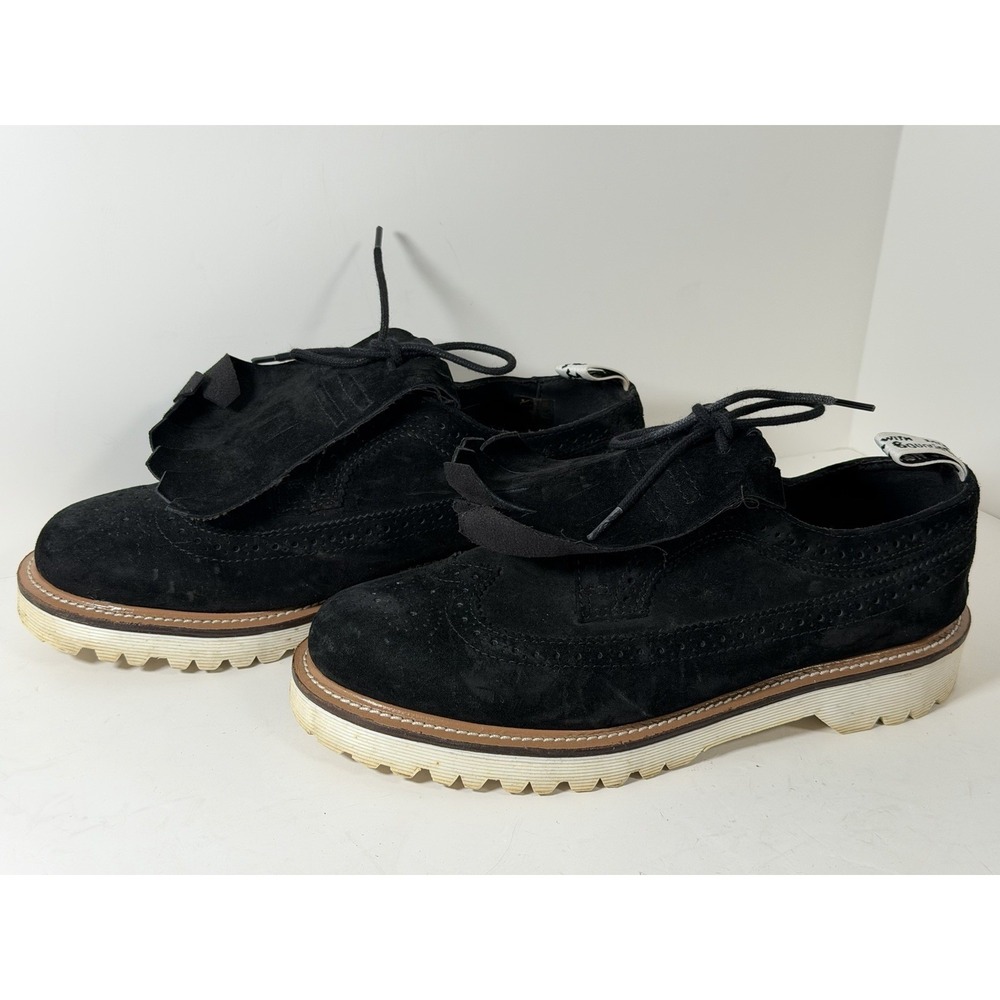 DR. MARTENS #22142 Women's Oxford Fringe‎ Shoes Black Suede, US 9